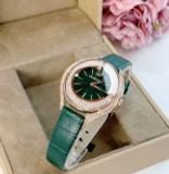  Đồng hồ Swarovski Crystalline Aura màu xanh ngọc lục bảo - Swarovski  Crystalline Aura watch Swiss Made, Leather strap, Green, Rose gold-tone finish 