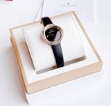  Đồng hồ Crystal flower dây da đen - Crystal Flower watch Swiss Made, Leather strap, Black, Rose gold-tone finish 