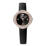  Đồng hồ Crystal flower dây da đen - Crystal Flower watch Swiss Made, Leather strap, Black, Rose gold-tone finish 