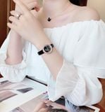  Đồng hồ Crystal flower dây da đen - Crystal Flower watch Swiss Made, Leather strap, Black, Rose gold-tone finish 