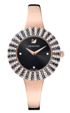  Crystal Rose watch Swiss Made, Metal bracelet, Black, Rose gold-tone finish 