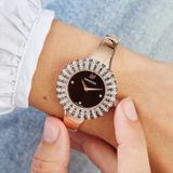  Crystal Rose watch Swiss Made, Metal bracelet, Black, Rose gold-tone finish 