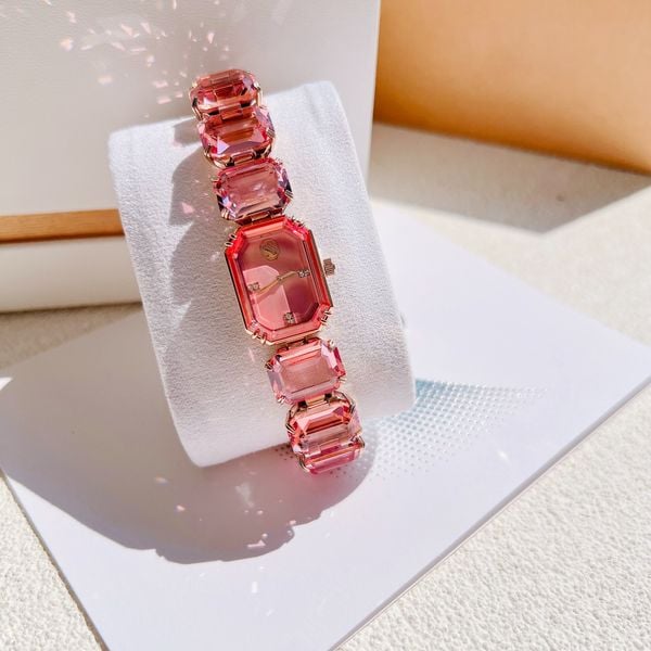  Đồng hồ Swarovski Millenia hồng - Swarovski Watch Octagon cut bracelet, Pink, Rose gold-tone finish 