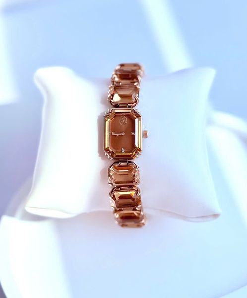  Đồng hồ Octagon cut bracelet, Brown, Champagne gold-tone finish 