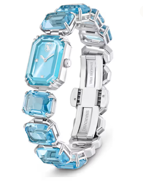  Đồng hồ Octagon cut bracelet, Blue, Stainless Steel 