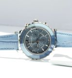  Đồng hồ Swarovski Octea Lux cao cấp xanh biển - Swarovski Octea Lux Chrono watch Swiss Made, Leather strap, Blue, Stainless steel 