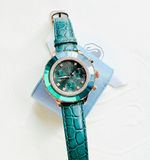  Octea Chrono watch Swiss Made, Leather strap, Green, Rose gold-tone finish 