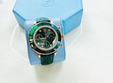  Octea Chrono watch Swiss Made, Leather strap, Green, Rose gold-tone finish 