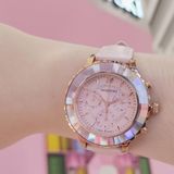  Đồng hồ Swarovski Octea Lux hồng - Swarovski Octea Lux Chrono watch Swiss Made, Leather strap, Pink, Rose gold-tone finish 