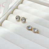  Khuyên Swarovski Angelic màu vàng - Swarovski Angelic stud earrings Round cut, White, Gold-tone plated 