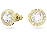  Khuyên Swarovski Angelic màu vàng - Swarovski Angelic stud earrings Round cut, White, Gold-tone plated 
