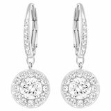 Khuyên tai Swarovski Angelic dáng rơi - Swarovski Angelic drop earrings Round cut, White, Rhodium plated 