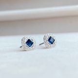  Khuyên tai Swarovski Angelic đá vuông - Swarovski Angelic stud earrings Square cut, Blue, Rhodium plated 