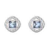  Khuyên tai Swarovski Angelic đá vuông - Swarovski Angelic stud earrings Square cut, Blue, Rhodium plated 