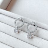  Khuyên tai Attract tròn Swarovski - Swarovski Attract hoop earrings Round cut, White, Rhodium plated 