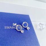  Khuyên tai Attract tròn Swarovski - Swarovski Attract hoop earrings Round cut, White, Rhodium plated 