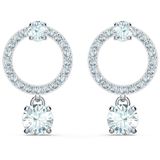  Khuyên tai Attract tròn Swarovski - Swarovski Attract hoop earrings Round cut, White, Rhodium plated 