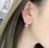  Khuyên tai Attract tròn Swarovski - Swarovski Attract hoop earrings Round cut, White, Rhodium plated 