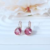  Khuyên tai Bella V hồng mẫu mới - Swarovski Bella V drop earrings Round cut, Pink, Rose gold-tone plated 