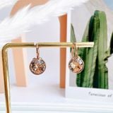  Khuyên tai Swarovski Bella V màu vàng hồng -  Swarovski Bella V drop earrings Round cut, Gold tone, Rose gold-tone plated 