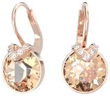  Khuyên tai Swarovski Bella V màu vàng hồng -  Swarovski Bella V drop earrings Round cut, Gold tone, Rose gold-tone plated 