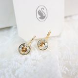  Khuyên Swarovski Bella V màu vàng (mẫu mới) -  Swarovski Bella V drop earrings Round cut, Gold tone, Gold-tone plated 