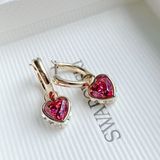  Chroma drop earrings Heart, Red, Gold-tone plated 
