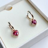  Chroma drop earrings Heart, Red, Gold-tone plated 