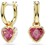  Chroma drop earrings Heart, Red, Gold-tone plated 
