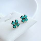  Khuyên tai cỏ bốn lá màu xanh ngọc lục bảo - Swarovski Idyllia stud earrings Clover, Green, Gold-tone plated 