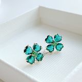  Khuyên tai cỏ bốn lá màu xanh ngọc lục bảo - Swarovski Idyllia stud earrings Clover, Green, Gold-tone plated 