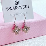  Khuyên tai Swarovski cỏ bốn lá hồng - Swarovski Latisha drop earrings Flower, Pink, Rhodium plated 