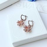  Khuyên tai Swarovski Idyllia cỏ bốn lá trắng vàng hồng -Swarovski Idyllia drop earrings Clover, White, Rose gold-tone plated 