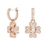  Khuyên tai Swarovski Idyllia cỏ bốn lá trắng vàng hồng -Swarovski Idyllia drop earrings Clover, White, Rose gold-tone plated 
