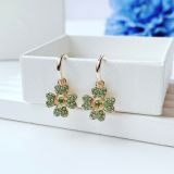  Khuyên tai Swarovski Idyllia cỏ bốn lá xanh vàng hồng -Swarovski Idyllia drop earrings Clover, Green, Gold-tone plated 