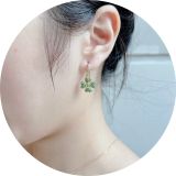  Khuyên tai Swarovski Idyllia cỏ bốn lá xanh vàng hồng -Swarovski Idyllia drop earrings Clover, Green, Gold-tone plated 