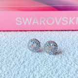  Khuyên tai Constella nụ màu trắng - vàng hồng - Swarovski Constella stud earrings Round cut, Pavé, White, Rhodium plated/Rose gold-tone plated 