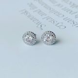  Khuyên tai Constella nụ màu trắng - vàng hồng - Swarovski Constella stud earrings Round cut, Pavé, White, Rhodium plated/Rose gold-tone plated 