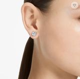  Khuyên tai Constella nụ màu trắng - vàng hồng - Swarovski Constella stud earrings Round cut, Pavé, White, Rhodium plated/Rose gold-tone plated 