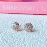  Khuyên tai Constella nụ màu trắng - vàng hồng - Swarovski Constella stud earrings Round cut, Pavé, White, Rhodium plated/Rose gold-tone plated 
