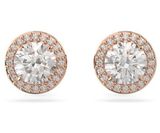  Khuyên tai Constella nụ màu trắng - vàng hồng - Swarovski Constella stud earrings Round cut, Pavé, White, Rhodium plated/Rose gold-tone plated 