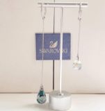  Khuyên tai Swarovski Spirit màu xanh đeo nhiều kiểu - Swarovski Spirit Hoop Pierced Earrings Aqua, Rhodium plated 