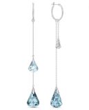  Khuyên tai Swarovski Spirit màu xanh đeo nhiều kiểu - Swarovski Spirit Hoop Pierced Earrings Aqua, Rhodium plated 