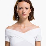  Khuyên tai Swarovski Spirit màu xanh đeo nhiều kiểu - Swarovski Spirit Hoop Pierced Earrings Aqua, Rhodium plated 