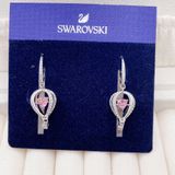  Khuyên Swarovski dancing khinh khí cầu hồng - Swarovski Rhodium Plated Pink Into The Sky Drop Pierced Earrings 