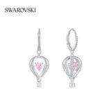  Khuyên Swarovski dancing khinh khí cầu hồng - Swarovski Rhodium Plated Pink Into The Sky Drop Pierced Earrings 