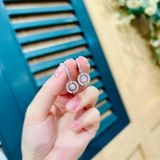  Khuyên tai đá nhảy Swarovski màu trắng - Swarovski Sparkling Dance drop earrings Round cut, White, Rhodium plated 