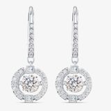  Khuyên tai đá nhảy Swarovski màu trắng - Swarovski Sparkling Dance drop earrings Round cut, White, Rhodium plated 