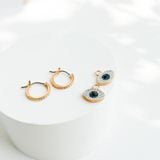  Khuyên tai Swarovski Evil eye - Swarovski Symbolic hoop earrings Evil eye, Blue, Rose gold-tone plated 