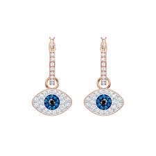  Khuyên tai Swarovski Evil eye - Swarovski Symbolic hoop earrings Evil eye, Blue, Rose gold-tone plated 